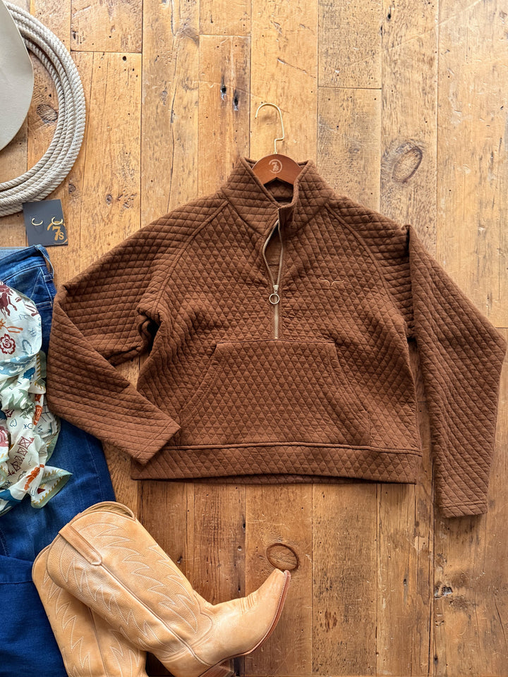 Caddo Chocolate Quilted Pullover