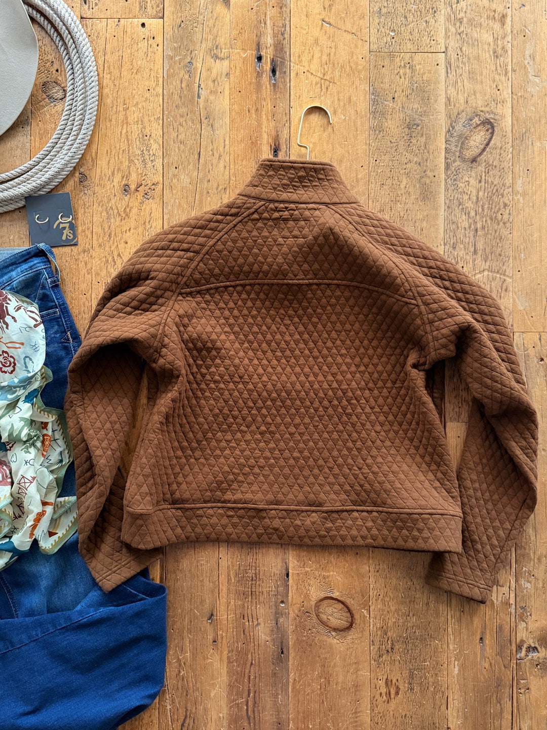 Caddo Chocolate Quilted Pullover