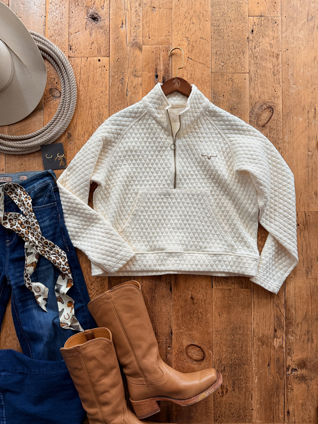 Caddo Cream Quilted Pullover