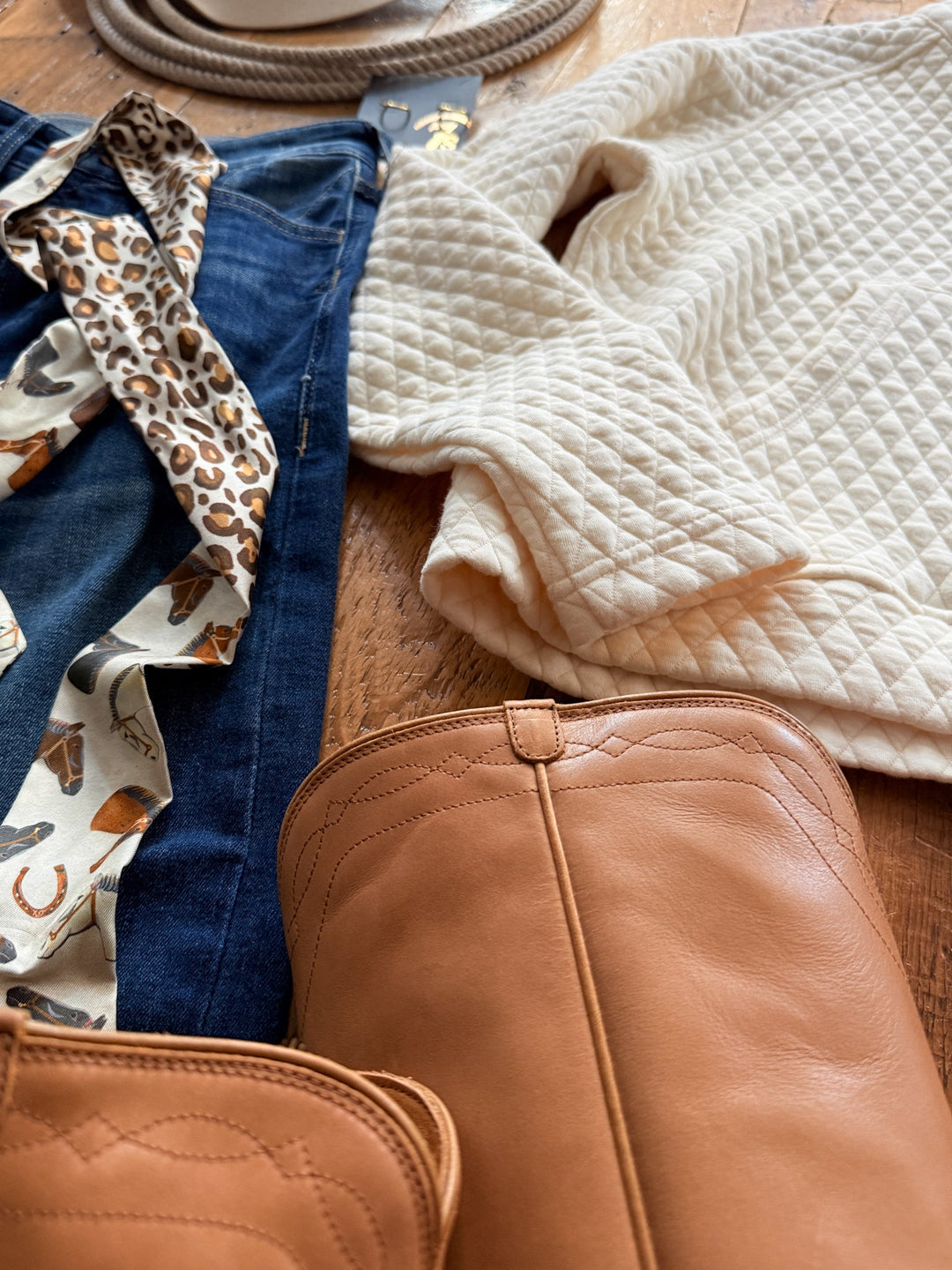 Caddo Cream Quilted Pullover