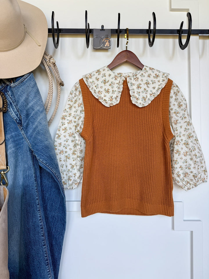 Callisburg Caramel Knit Floral Top