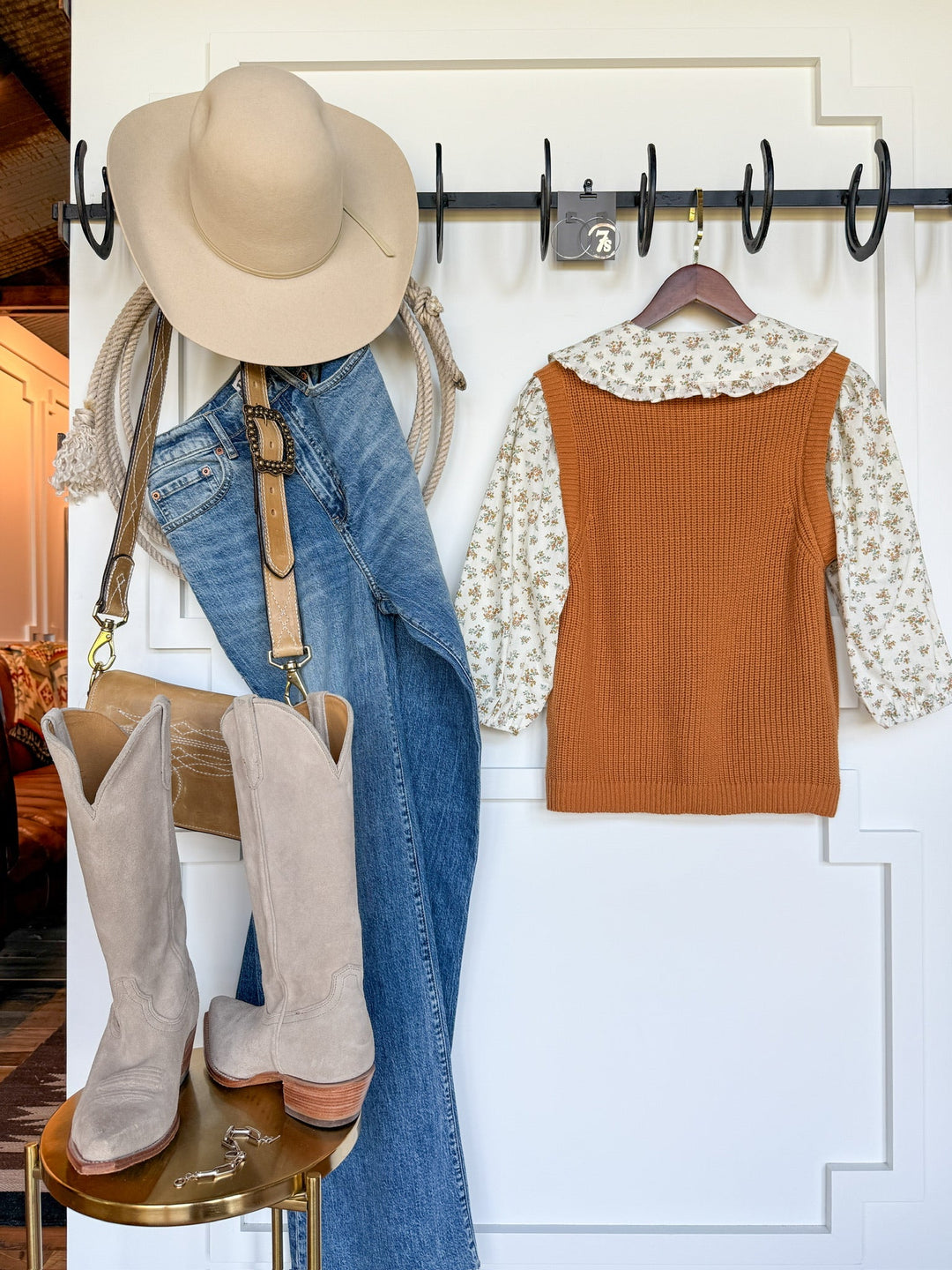 Callisburg Caramel Knit Floral Top