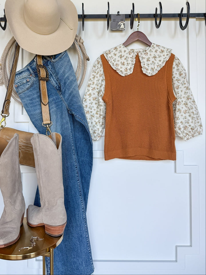 Callisburg Caramel Knit Floral Top
