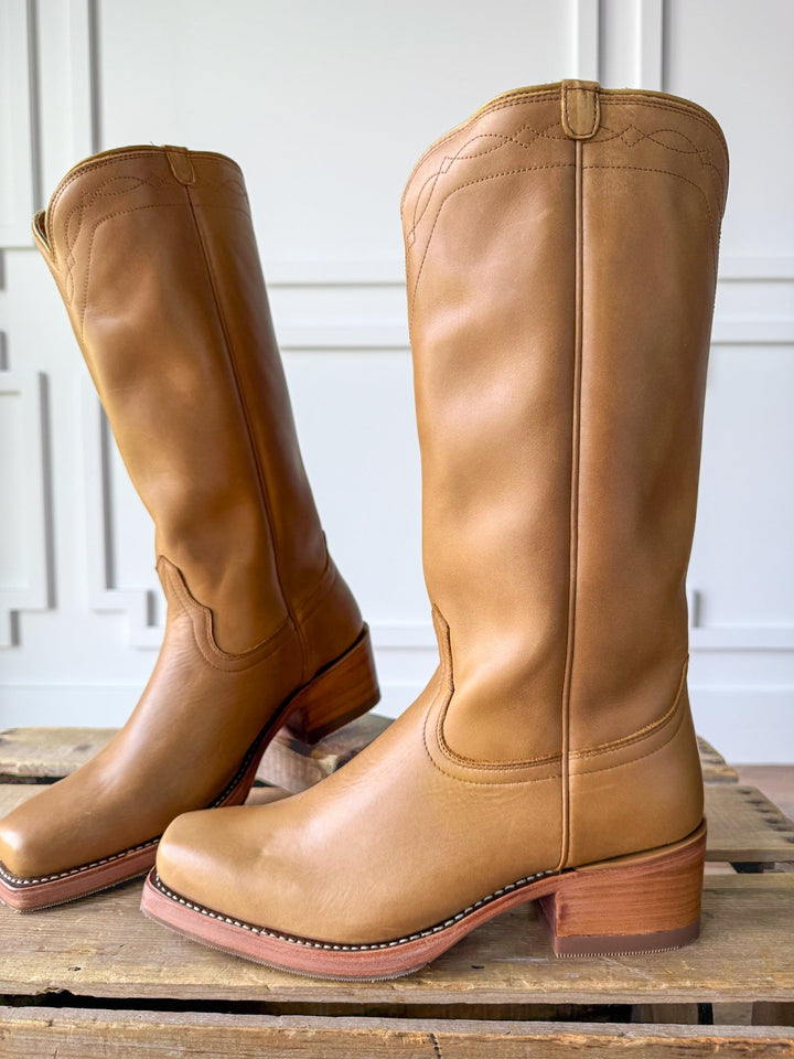 Charlie Camel Stovepipe Leather Boot