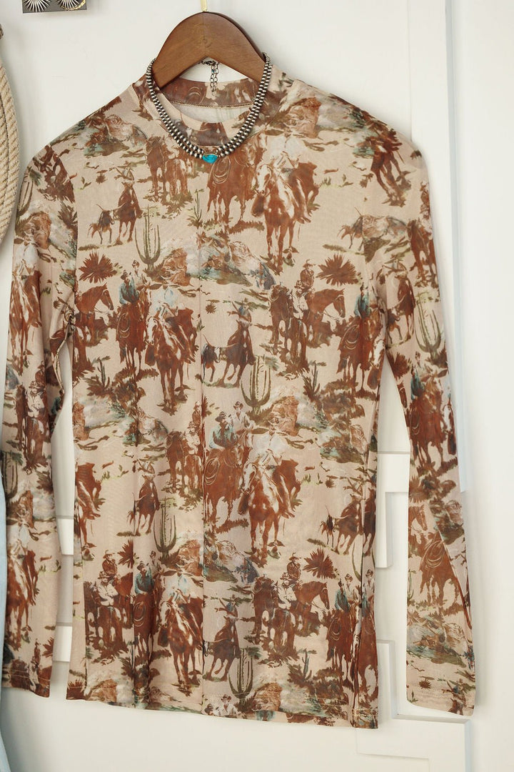 Chatom Western Mesh Top