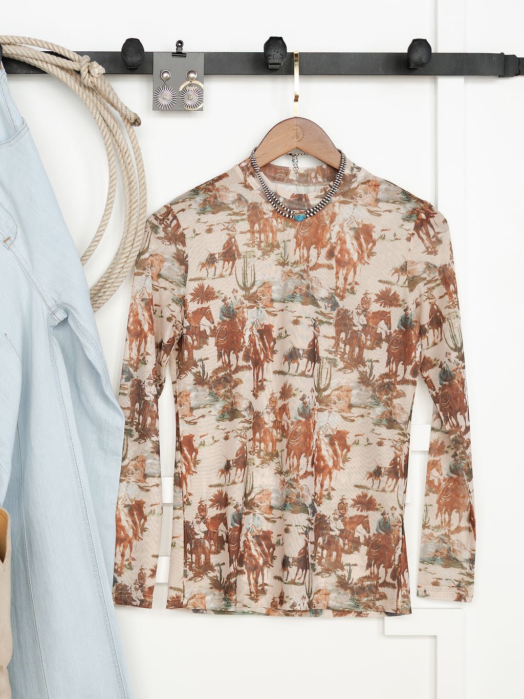 Chatom Western Mesh Top