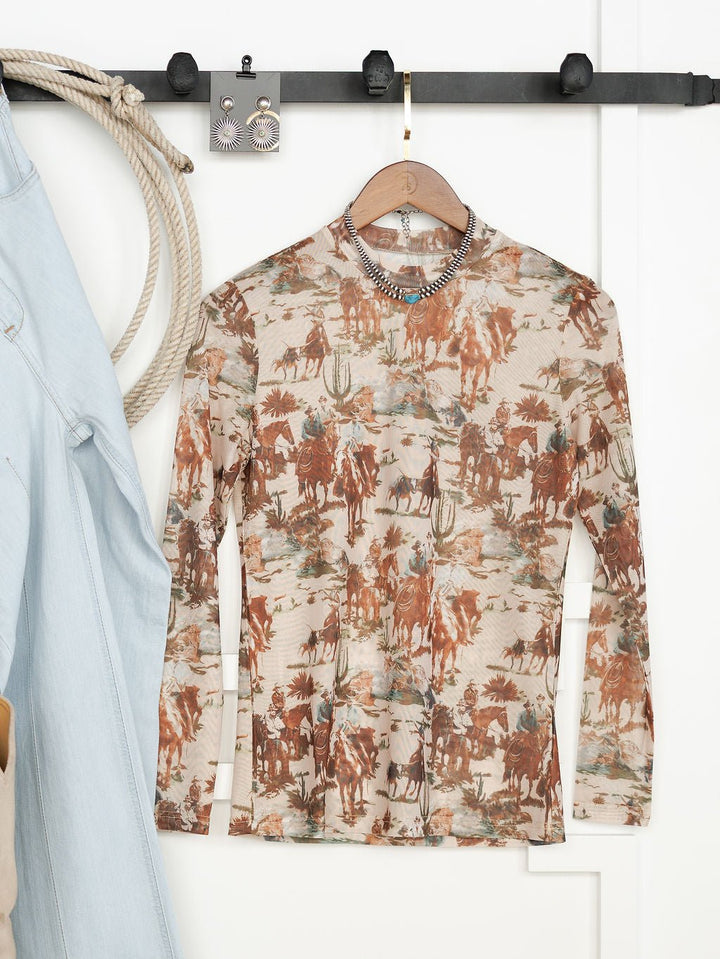 Chatom Western Mesh Top
