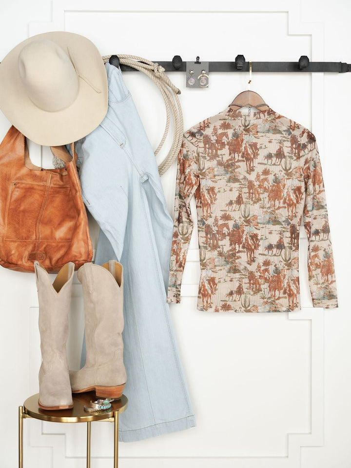 Chatom Western Mesh Top