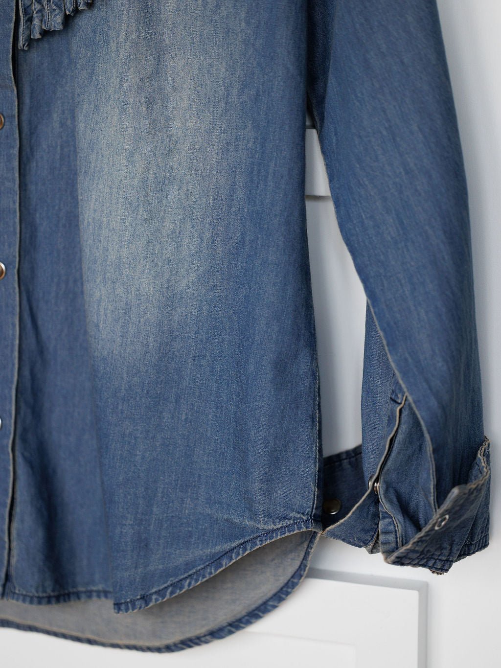 Chenoa Denim Fringe Button Up Top
