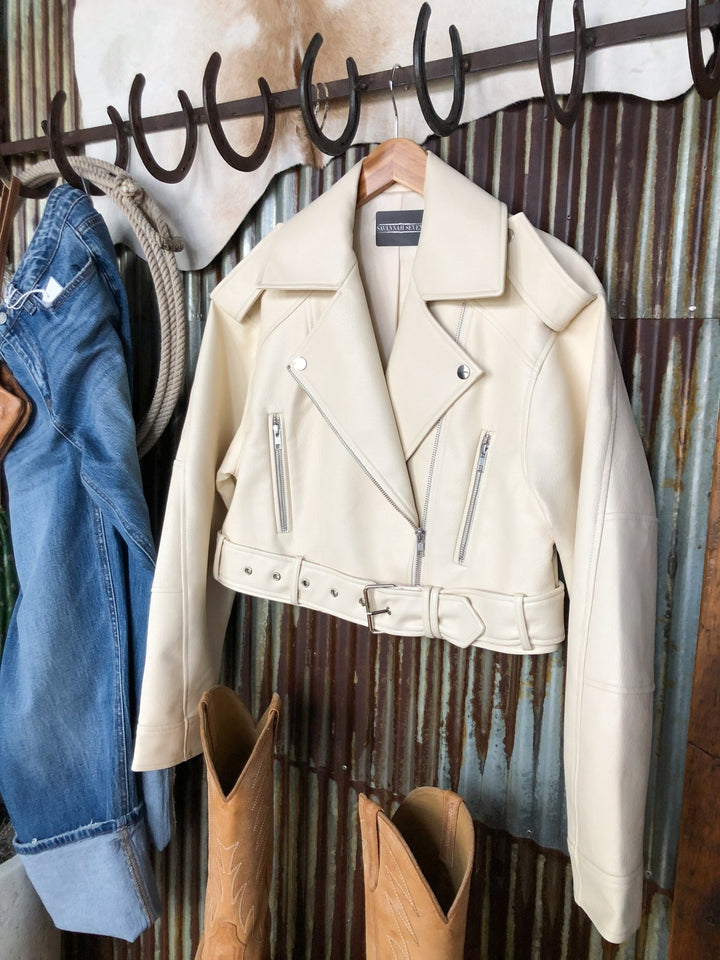 Cheraw Cream Leather Jacket