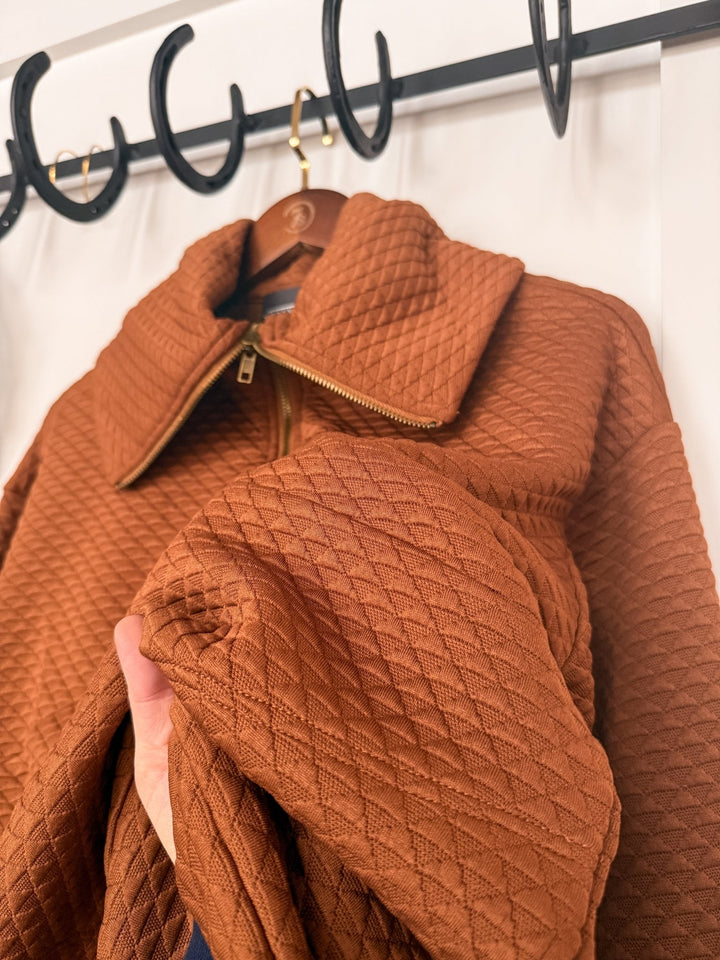 Cheyenne Wells Carmel Quilted Pullover