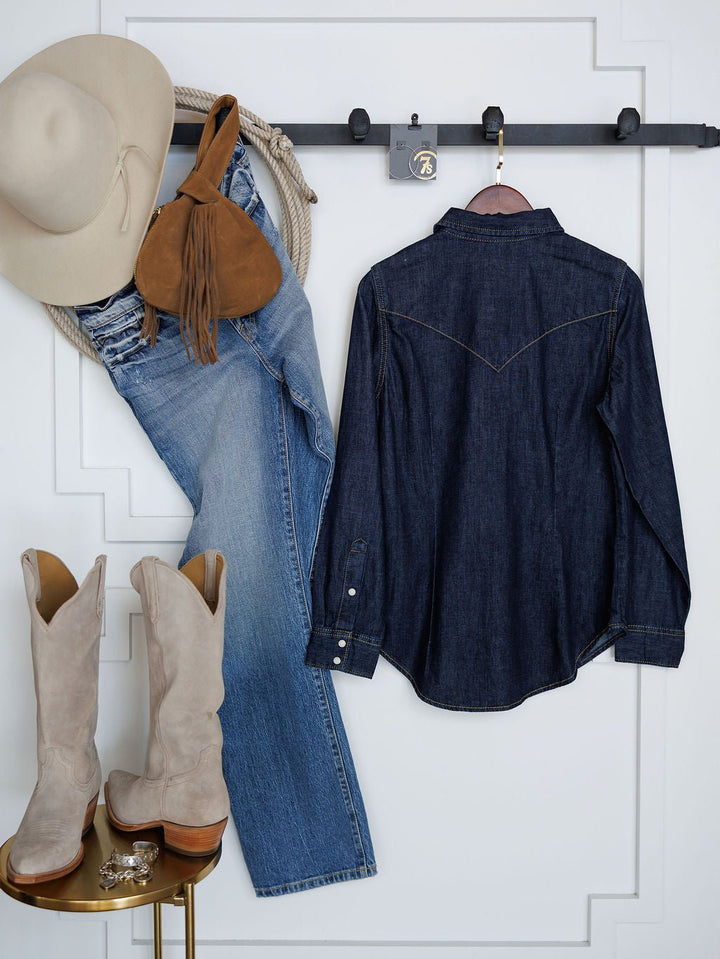 Conyers Wrangler Dark Denim Pearl Snap