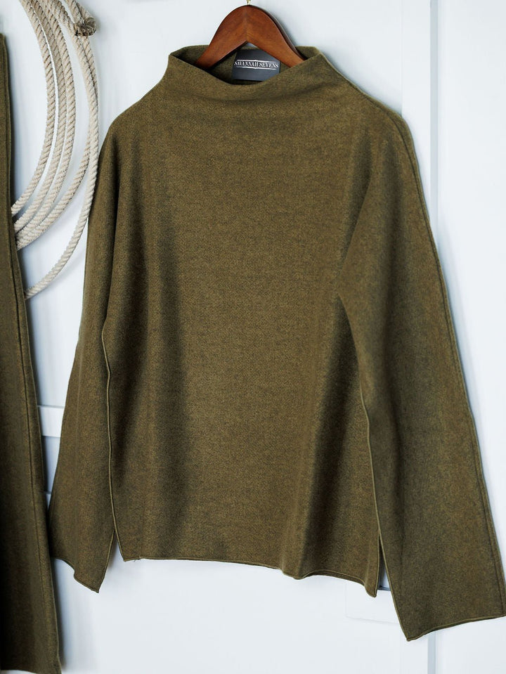 Crescent City Olive Fleece Top