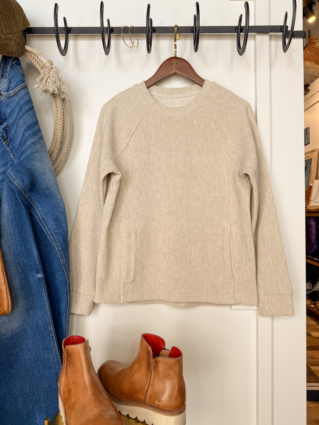 Crowley Oatmeal Micro Ribbed Top