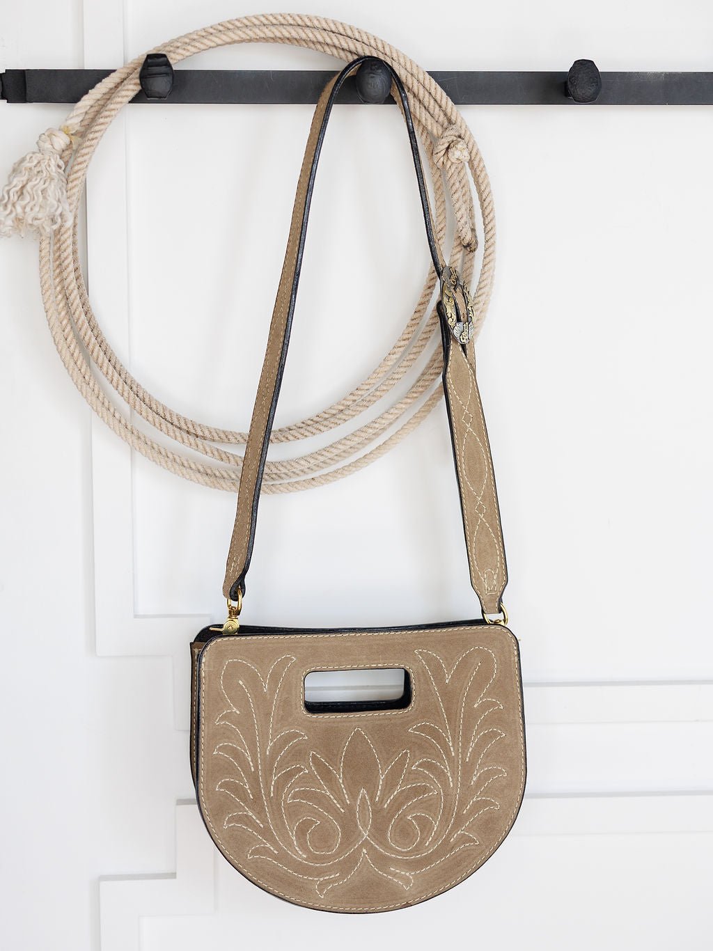 Delray Dusty Sage Suede Handbag
