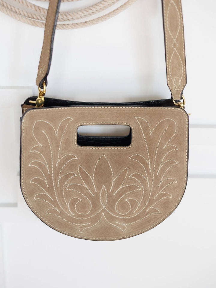 Delray Dusty Sage Suede Handbag