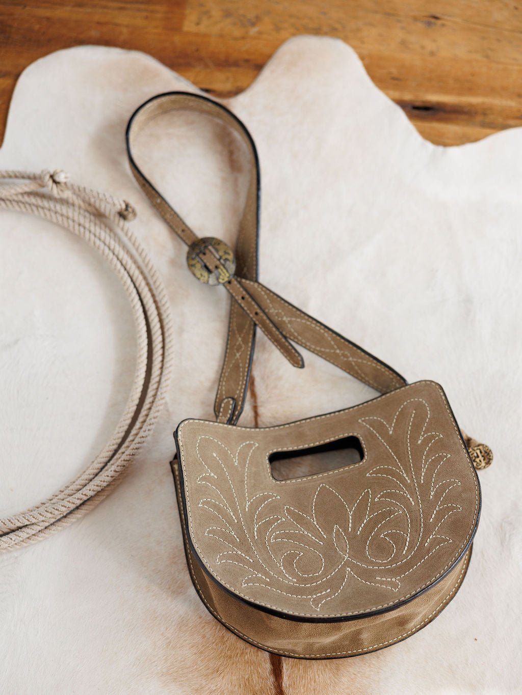 Delray Dusty Sage Suede Handbag