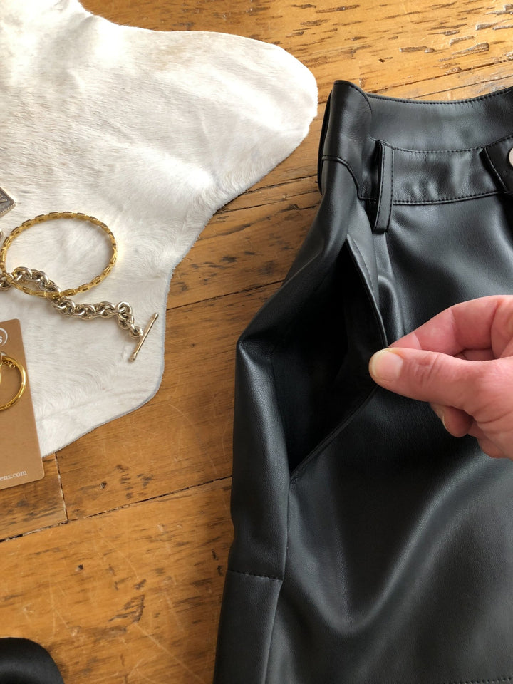 Deming Black Leather Shorts