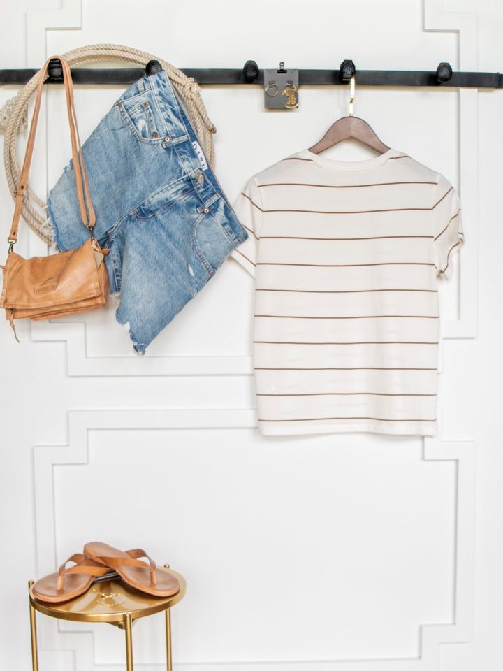 Denning White Striped Top