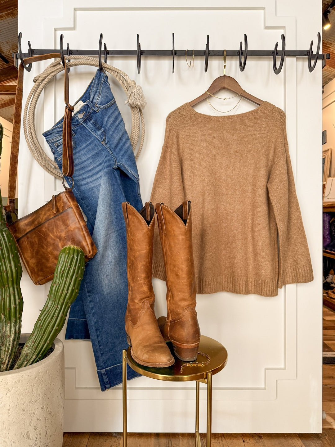 DeSoto Camel Knit Top