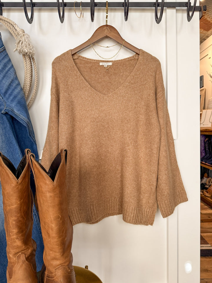 DeSoto Camel Knit Top
