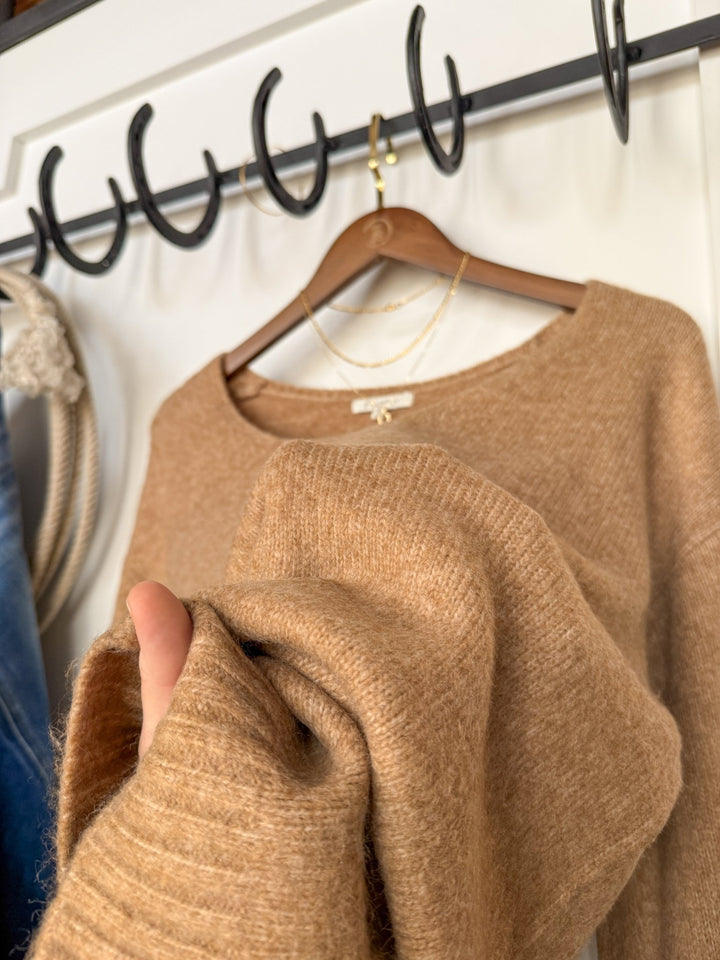 DeSoto Camel Knit Top