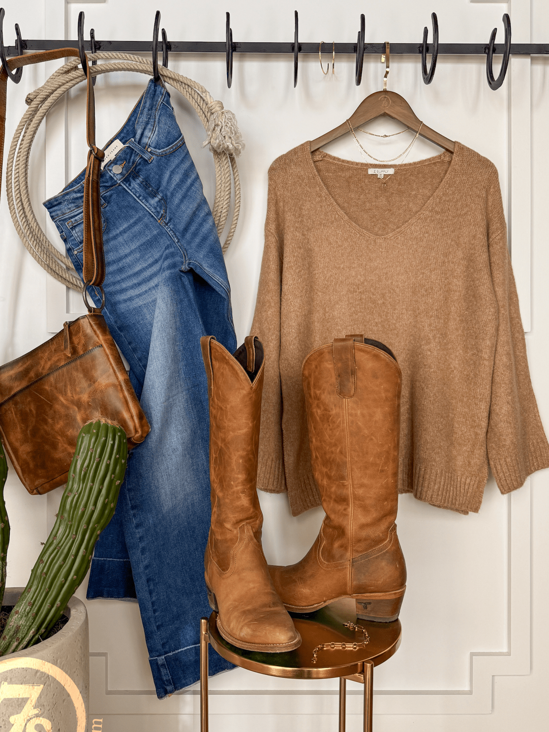DeSoto Camel Knit Top