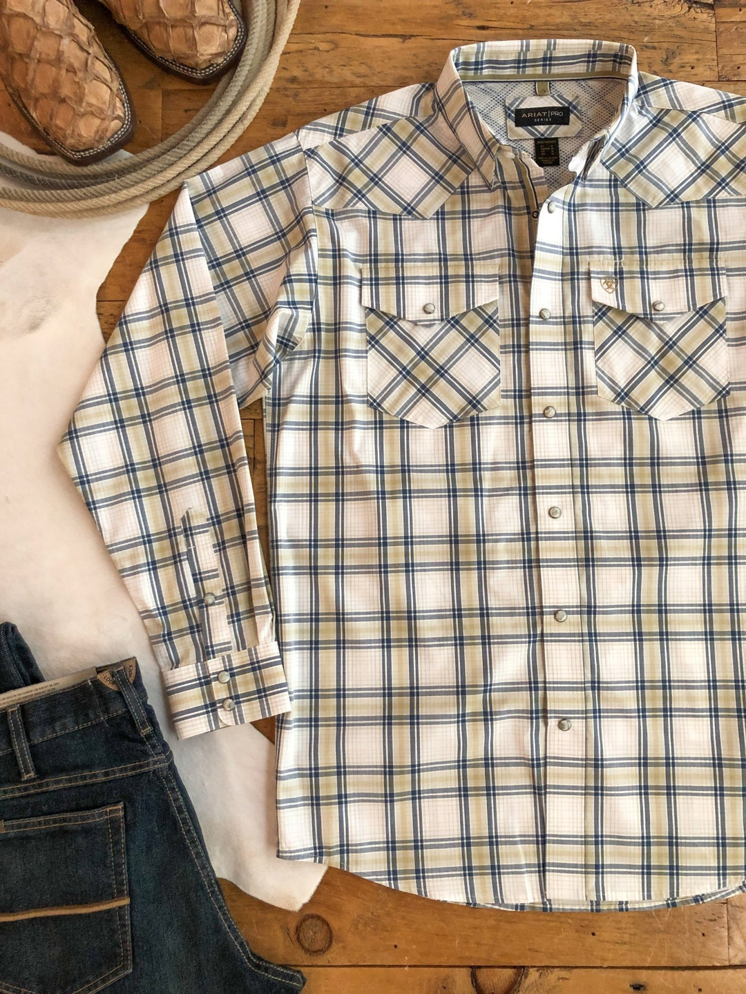 Dodson Ariat Men's Navy Striped Pearl Snap