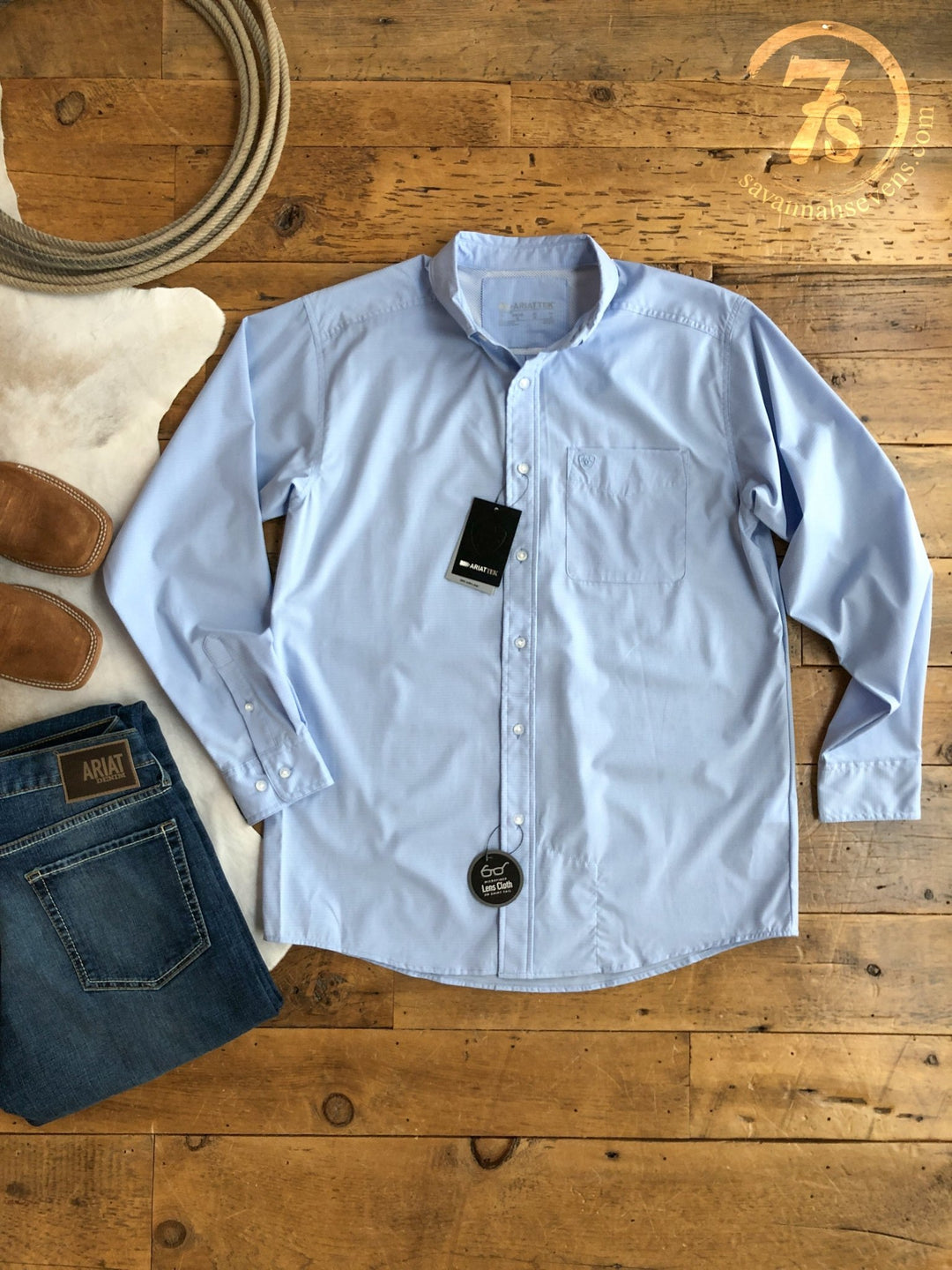 Edgerton Ariat Mens Light Blue Button Up