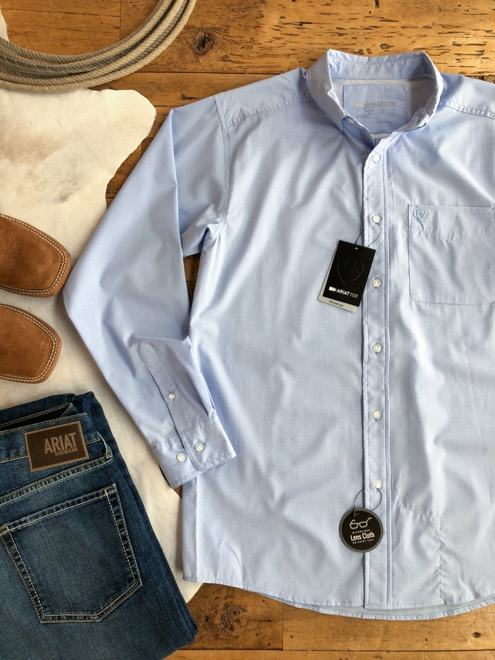 Edgerton Ariat Mens Light Blue Button Up