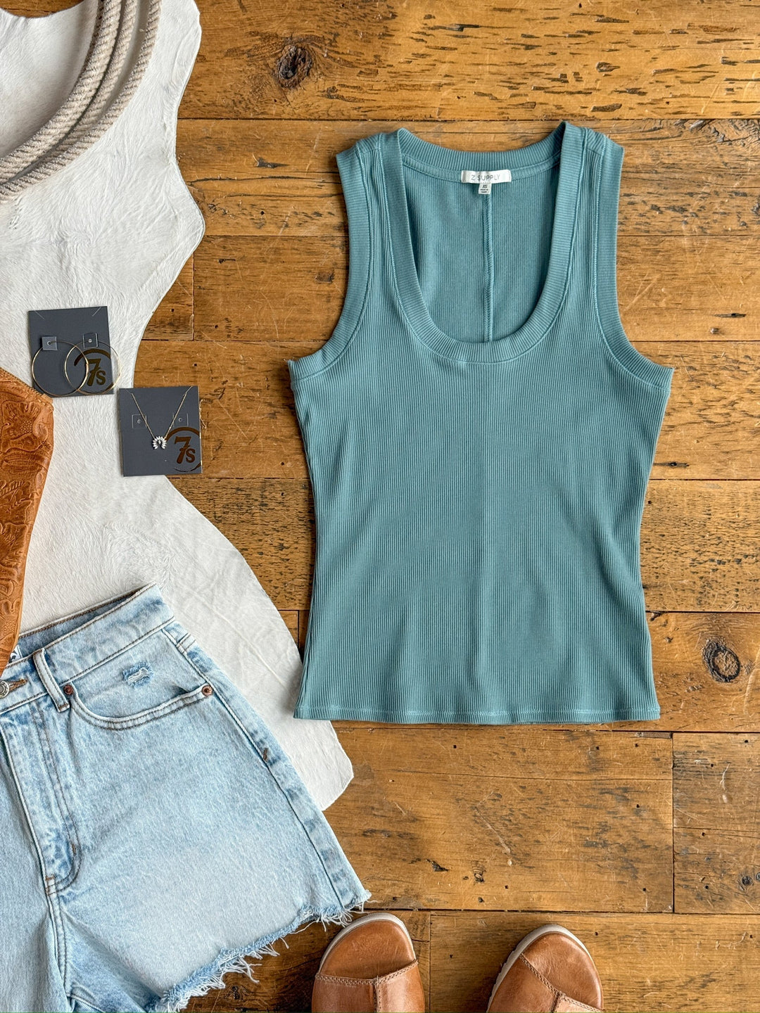 Fairview Blue Ribbed Basic Tank
