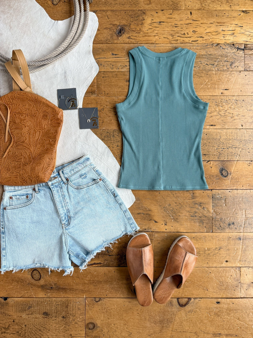 Fairview Blue Ribbed Basic Tank