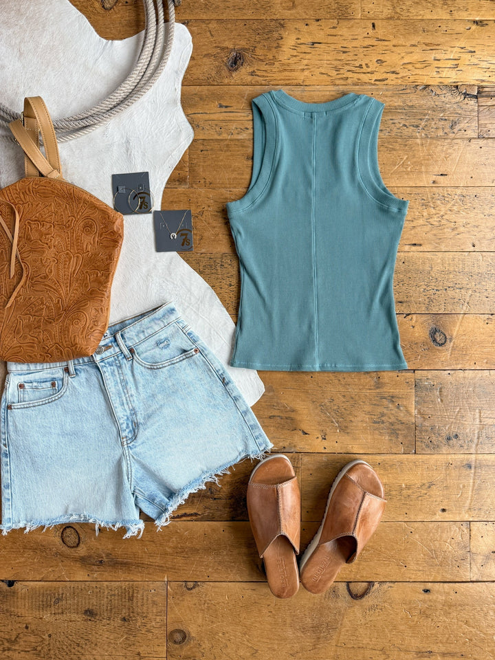 Fairview Blue Ribbed Basic Tank