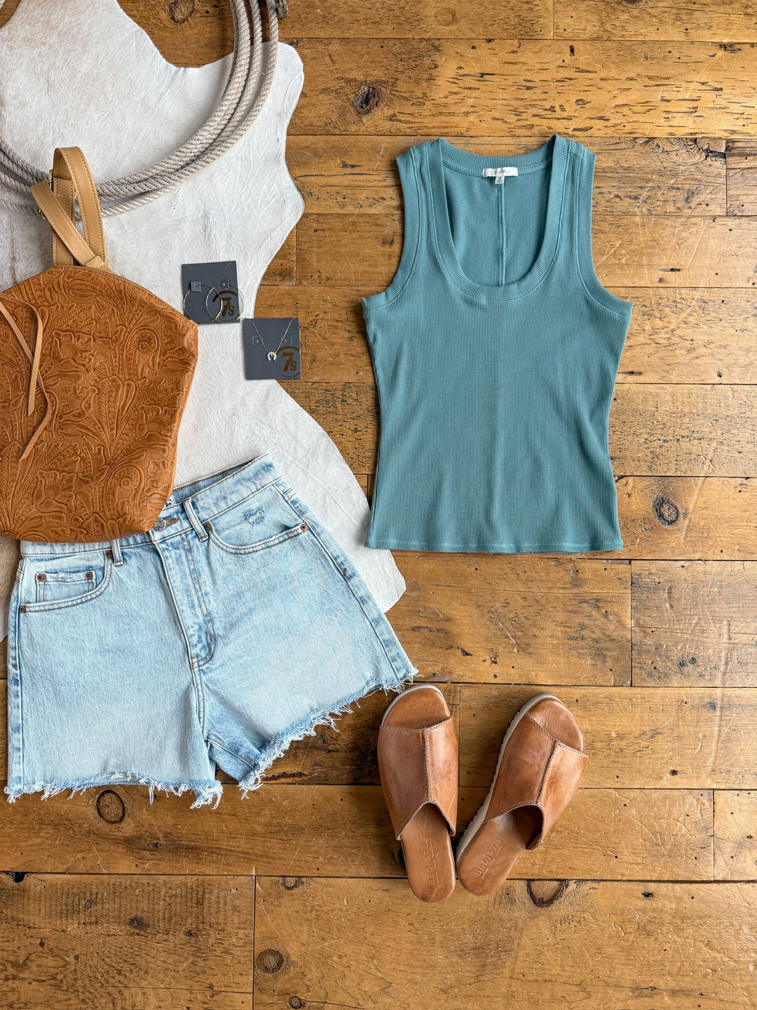Fairview Blue Ribbed Basic Tank