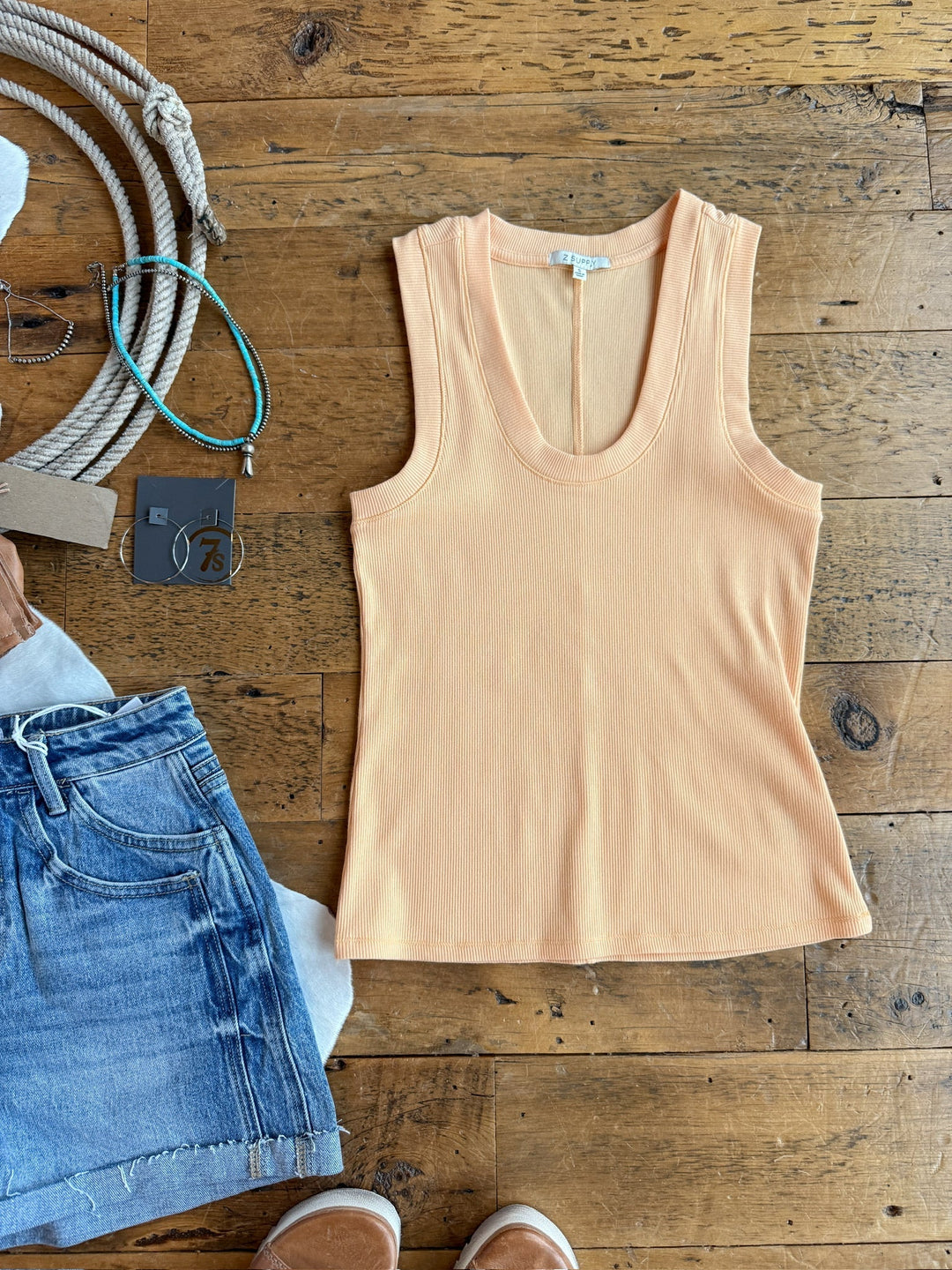 Fairview Creamsicle Ribbed Basic Tank