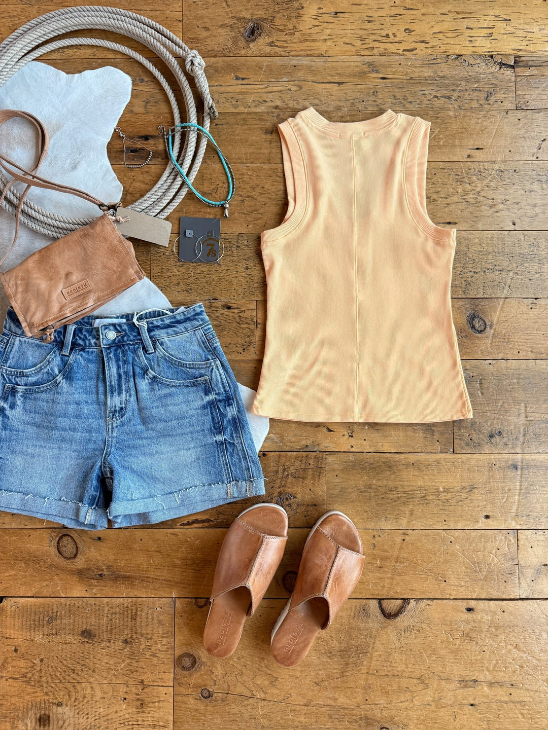 Fairview Creamsicle Ribbed Basic Tank