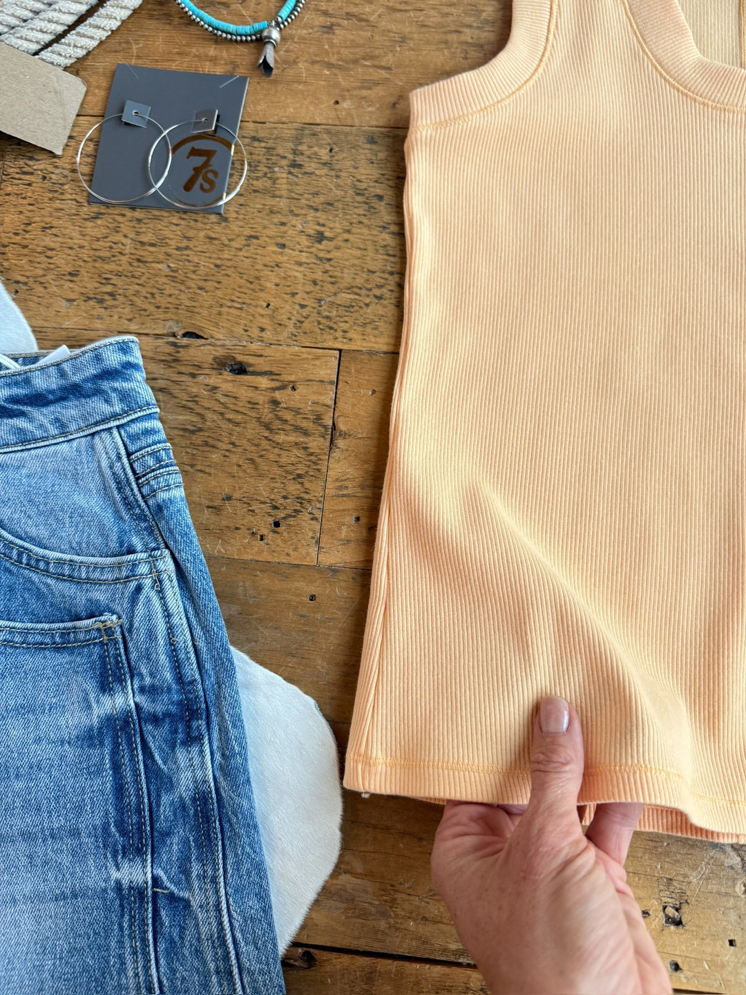 Fairview Creamsicle Ribbed Basic Tank