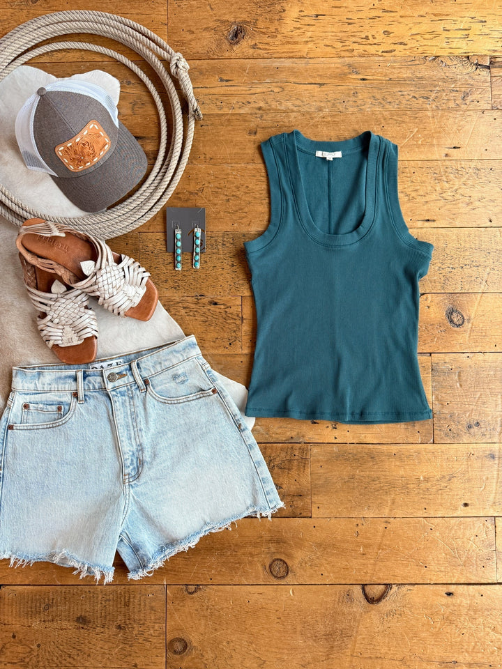 Fairview Teal Ribbed Basic Tank