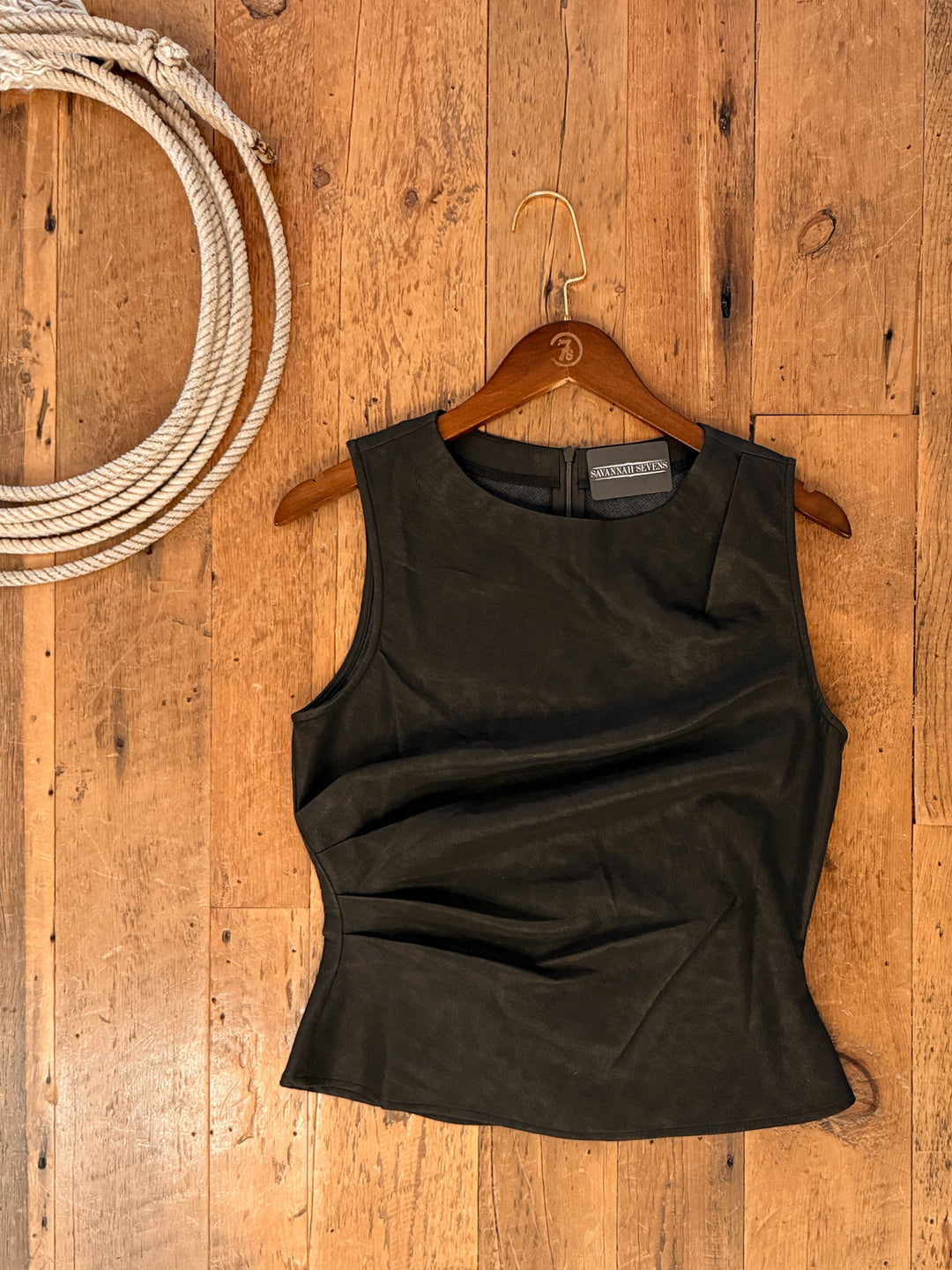 Folsom Espresso Faux Leather Tank