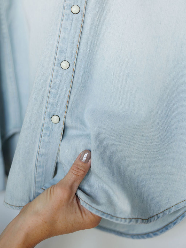 Gambler Pendleton Denim Pearl Snap Top