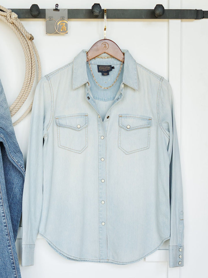 Gambler Pendleton Denim Pearl Snap Top
