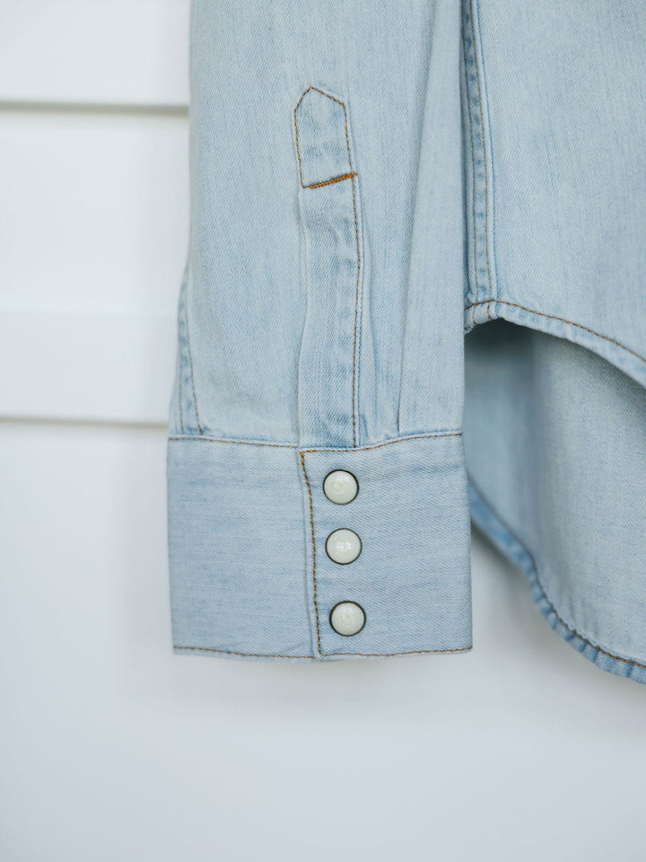 Gambler Pendleton Denim Pearl Snap Top