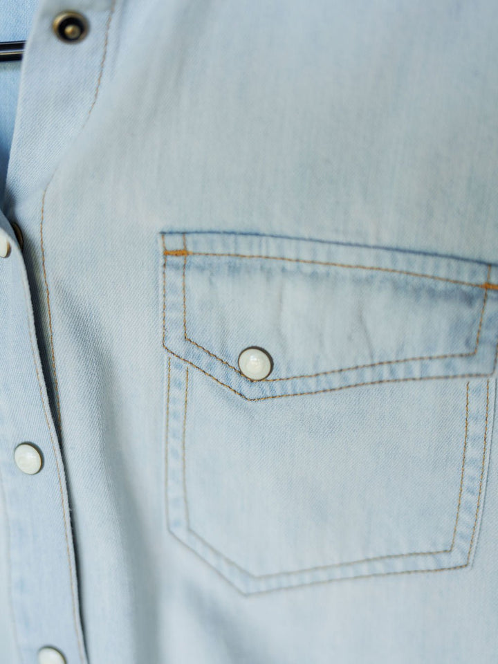 Gambler Pendleton Denim Pearl Snap Top