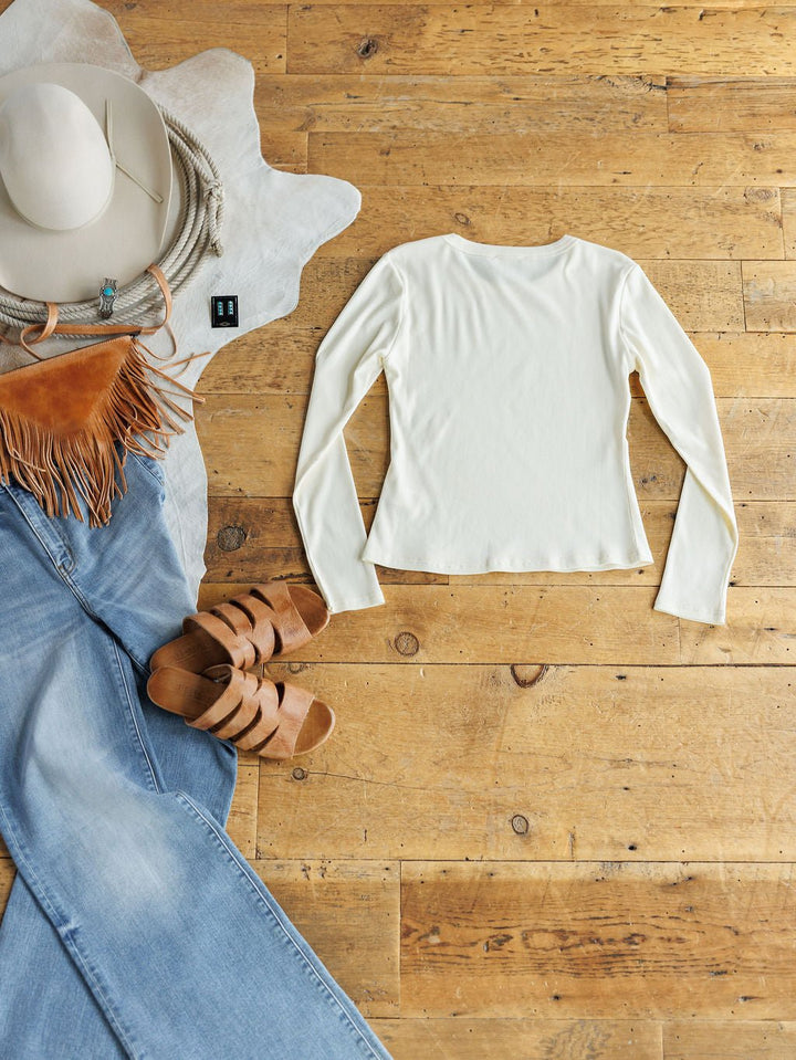 Gypsum Ivory Ribbed Top