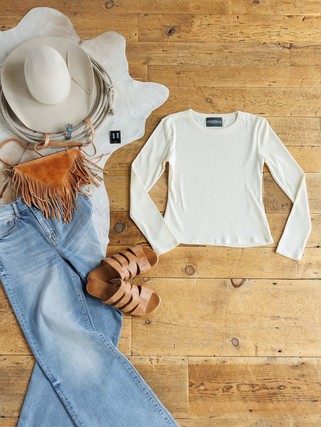 Gypsum Ivory Ribbed Top