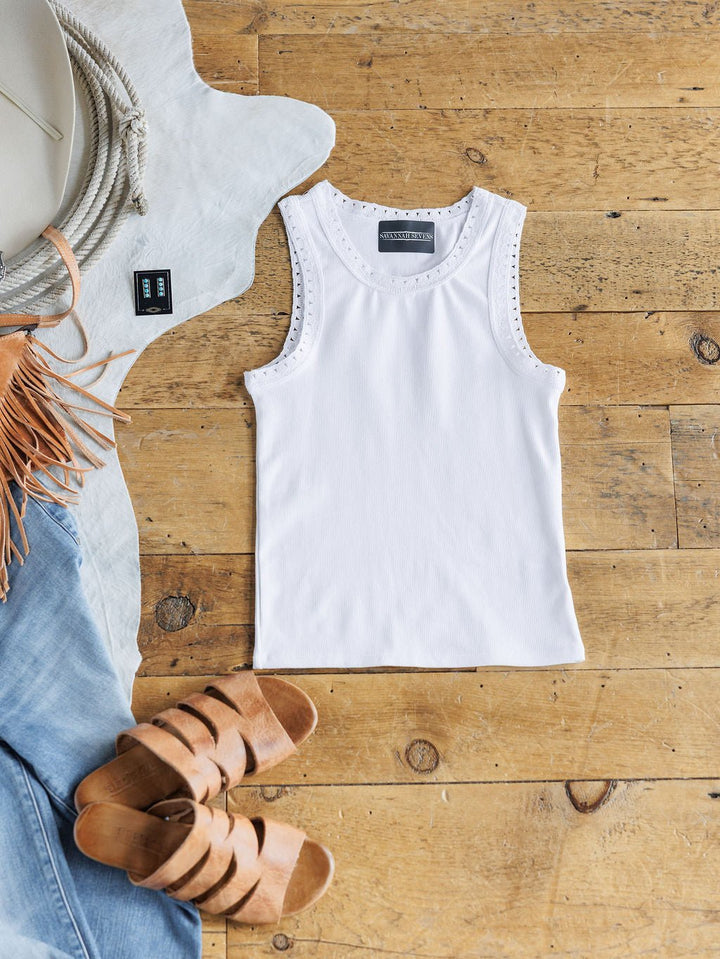 Hampton White Ribbed Tank
