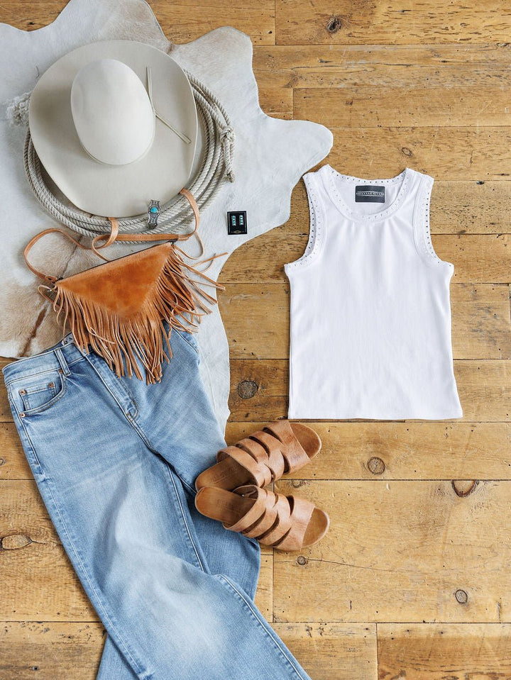 Hampton White Ribbed Tank