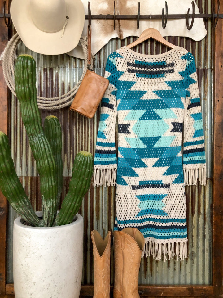 Hanley Falls Southwest Blue Knit Dress