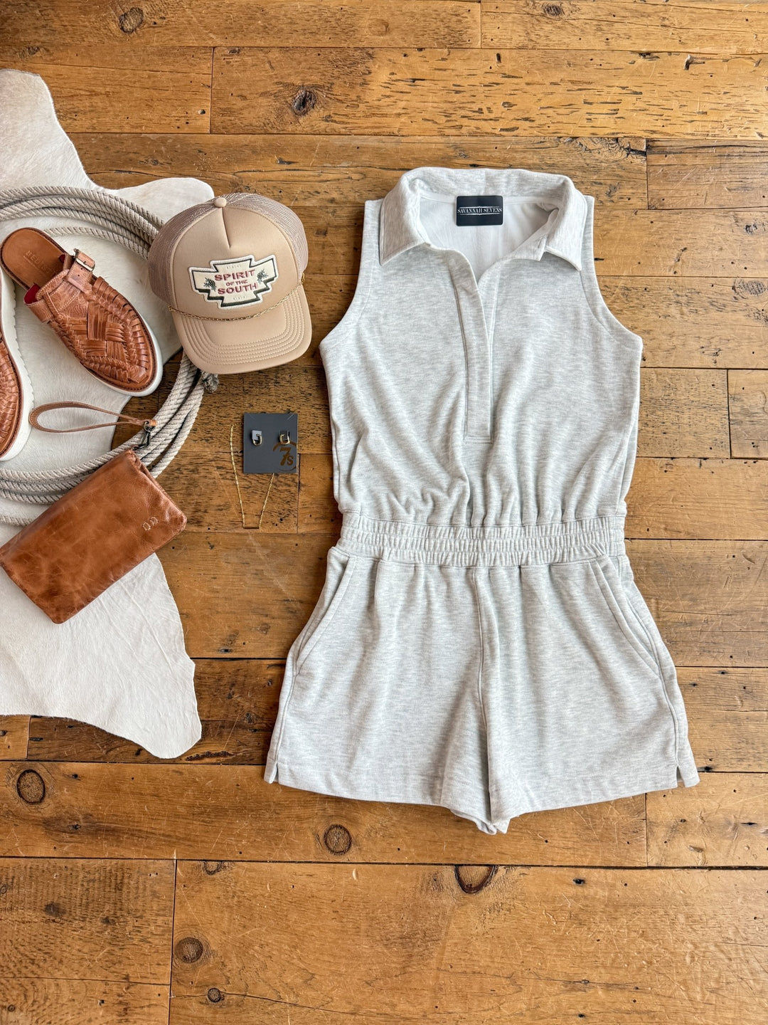 Haysi Heather Grey Soft Stretch Romper