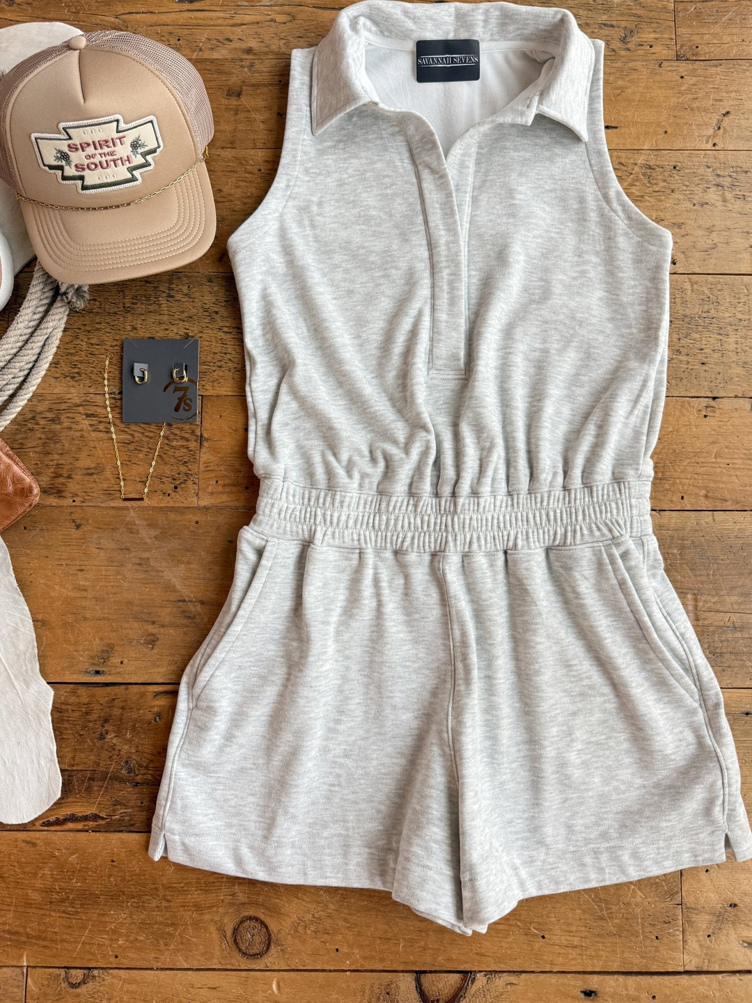 Haysi Heather Grey Soft Stretch Romper